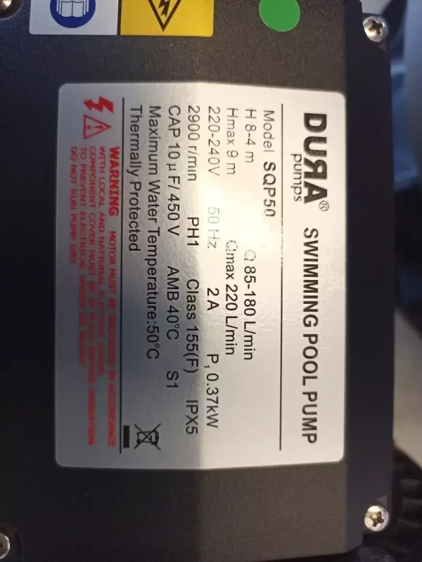 Bomba piscina Dura Pool 50 Plus 0,5HP 220V - Imagen 2